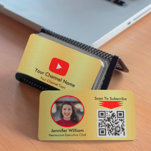 Youtube Vlogger Golden and Simple QR Code Visitenkarte