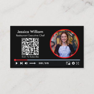 Youtube Vlogger-Kanal mit QR-Code Schwarz Visitenkarte