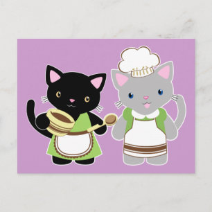 Yoyo und Suki Neko backen Kätzchen Postkarte