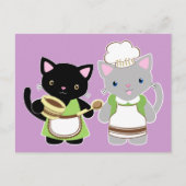 Yoyo und Suki Neko backen Kätzchen Postkarte (Vorderseite)