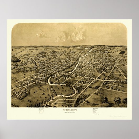 Ypsilanti, MI Panoramic Map - 1868 Poster (Vorne)