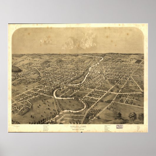 Ypsilanti Michigan 1868 Antique Panoramabalkarte Poster (Vorne)