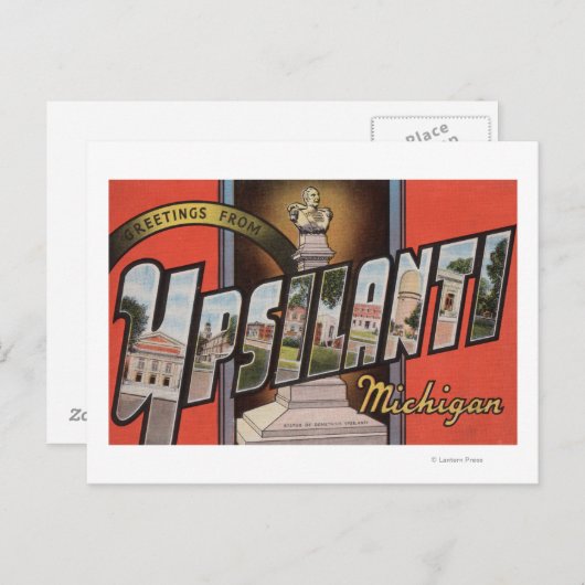 Ypsilanti, Michigan - Große Buchstabenszenen Postkarte (Vorne/Hinten)