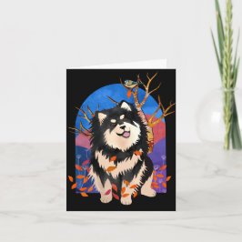YRSA IM AUTUMN - finnische Lapphund Art Cards Feiertagskarte