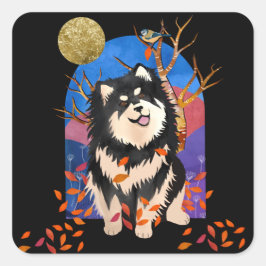 YRSE IN AUTUMN - Finnische Lapphund-Aufkleber 2 Gr Quadratischer Aufkleber