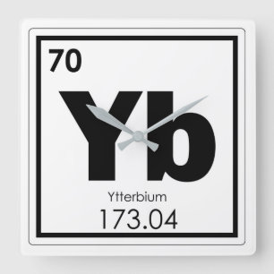 Ytterbium-Symbol für chemische Elemente Quadratische Wanduhr