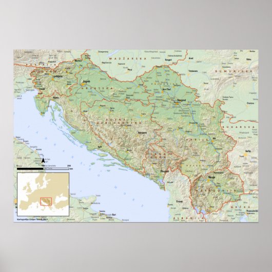 YU mapa hrvatski Poster (Vorne)