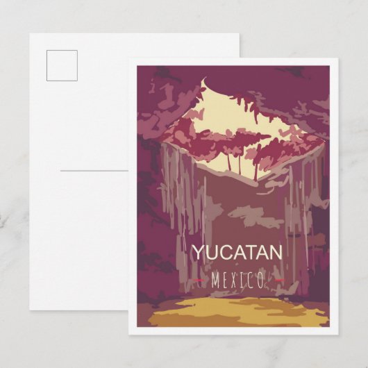 Yucatan Mexico Art Vintage Reisevorführung Postkarte (Vorne/Hinten)
