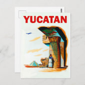 Yucatan, Pyramide und antikes Gebäude, Vintag Postkarte (Vorne/Hinten)