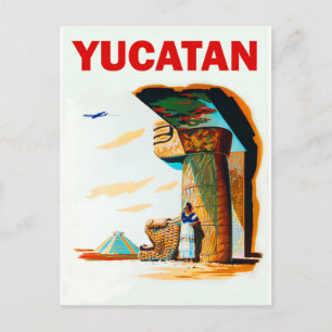 Yucatan, Pyramide und antikes Gebäude, Vintage Postkarte
