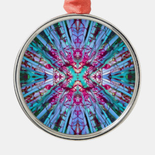 Yucca Op Art in Türkis Ornament Aus Metall