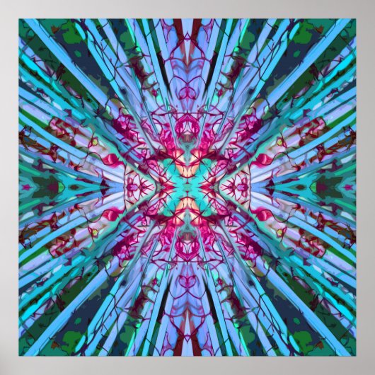 Yucca Op Art in Türkis Poster (Vorne)