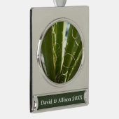 Yucca Verlasse grüne Naturfotografie Banner-Ornament Silber (Rechts)