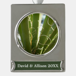 Yucca Verlasse grüne Naturfotografie Banner-Ornament Silber