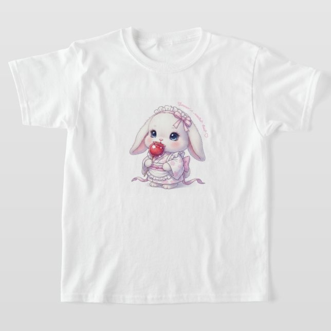 Yukata Bunny with Apple Candy - Pink Pastel Ribbon T-Shirt (Ablage )
