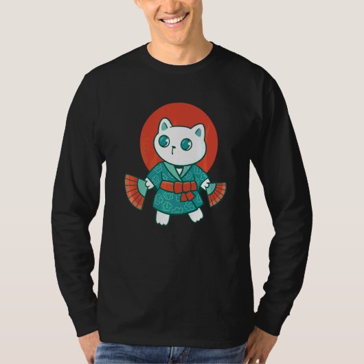 Yukata Japanese Cat T-Shirt (Vorderseite)