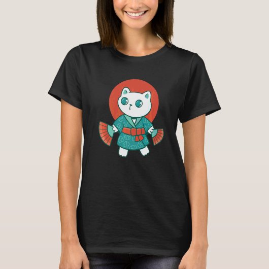 Yukata Japanese Cat T-Shirt (Vorderseite)