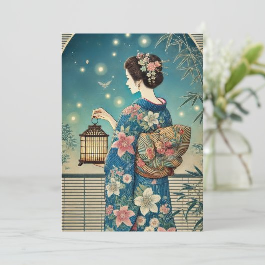 Yukata - Tee-Party Einladung (Stehend Vorderseite)