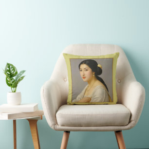 "Yuki Mori" Frauenporträt in feiner Kunst Kissen