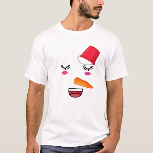 Yukidaruma Snowman-Gesicht mit Carrot I Kawaii Ani T-Shirt (Vorderseite)