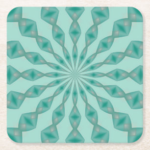 Yukka Grün und Hauch von Pink Kaleidoskop Rechteckiger Pappuntersetzer