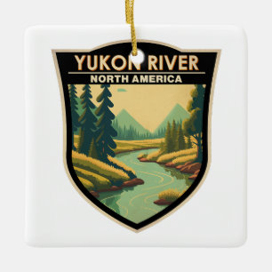 Yukon Fluss Nordamerika Reise Kunst Vintage Keramikornament
