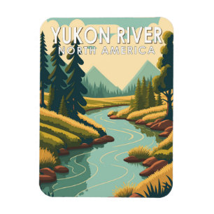 Yukon Fluss Nordamerika Reise Kunst Vintage Magnet