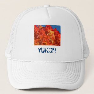 Yukon hasst Truckers Hat Orange Fall Tree Blätter Truckerkappe