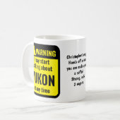 Yukon lustige personalisierte Warnung Kaffeetasse (Vorderseite Links)