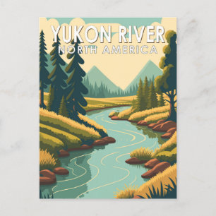 Yukon River North America Travel Art Vintag Postkarte