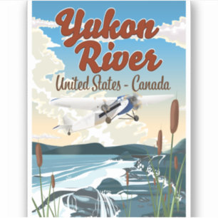 Yukon River USA Kanada Reiseplakat Aufkleber
