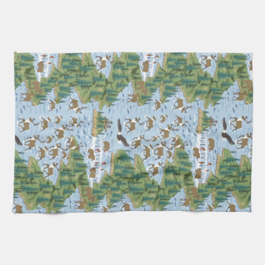 Yukon River Wildlife Kitchen Handtücher (Horizontal)