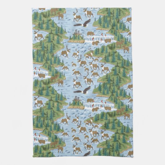 Yukon River Wildlife Kitchen Handtücher (Vertikal)