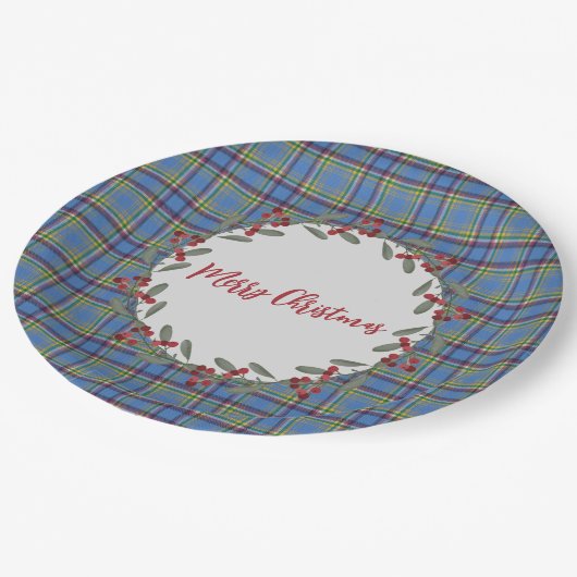 Yukon Territory Tartan Weihnachtspapier Teller (Schrägansicht)