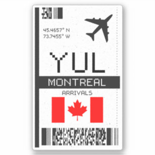 YUL Montreal Boarding Pass - Kanada Reisen Aufkleber