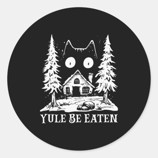 Yule Cat For Men Women Girls Kids Runder Aufkleber (Vorderseite)