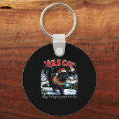 Yule Cat Keep It Cozy Funny Christmas Quote Schlüsselanhänger (Vorderseite)