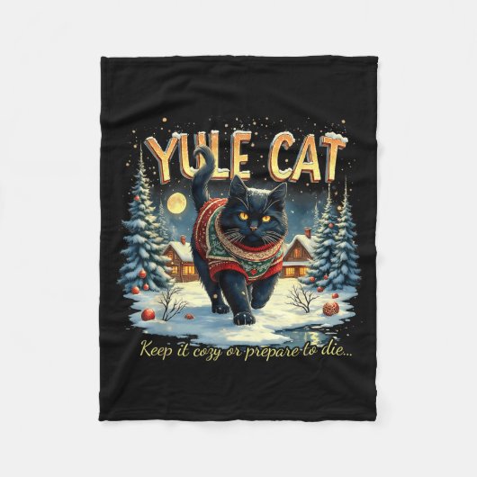 Yule Cat Keep It Cozy Funny Winter Quote Fleecedecke (Vorderseite)