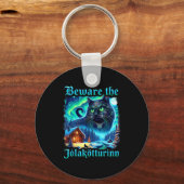 Yule Cat Vintage Beware Jolakotturinn Icelandic Ch Schlüsselanhänger (Vorderseite)