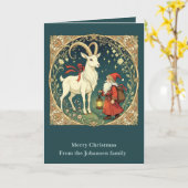 Yule Goat And Jultomten Scandinavian Christmas Karte (Gelbe Blume)