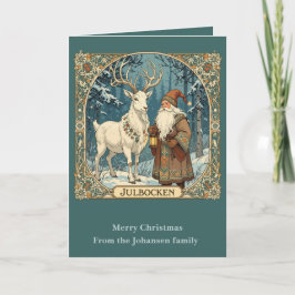 Yule Goat And Jultomten Scandinavian Julbocken Karte