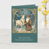 Yule Goat And Jultomten Scandinavian Julbocken Karte (Gelbe Blume)