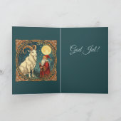 Yule Goat And Jultomten Scandinavian Winter Karte (Innenseite)