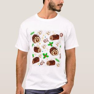 Yule-Log-Kuchen Französischer Weihnachtsdessert-Ku T-Shirt