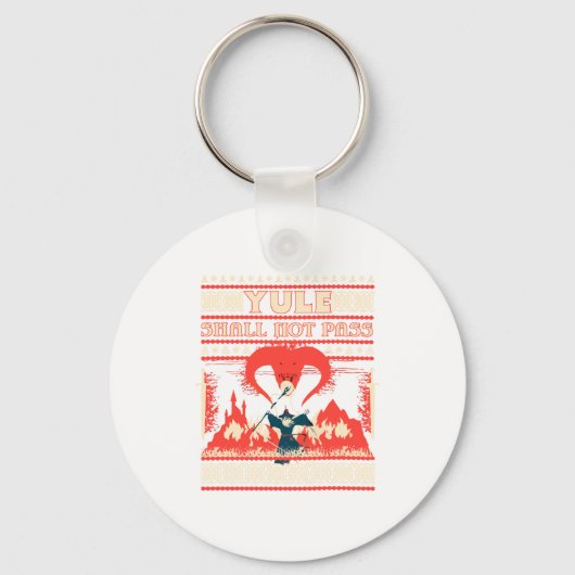 Yule Shall Not P Fantasy Wizard Holiday Pun Funny Schlüsselanhänger (Vorderseite)