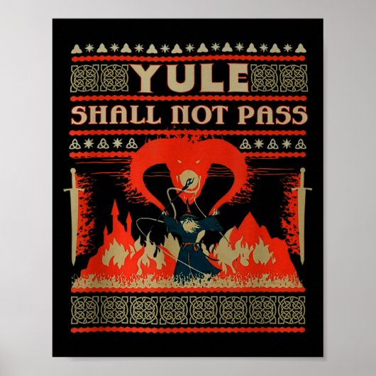 Yule Shall Not P Fantasy Wizard Holiday Pun Poster (Vorne)