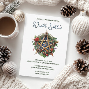 Yule Wintersonnenwende Stechpalme Pentakel Heident Einladung
