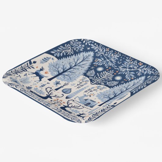 Yuletide Ansammlungen Pappteller (Gewinkelt)