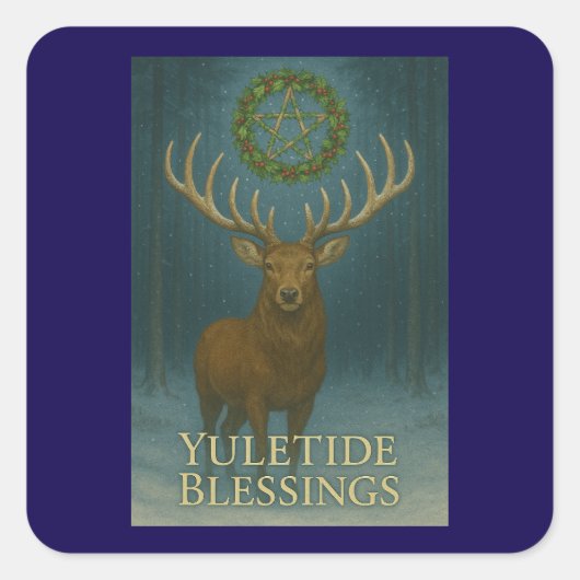 Yuletide Blessings Stag Christmas Stickers (Vorderseite)