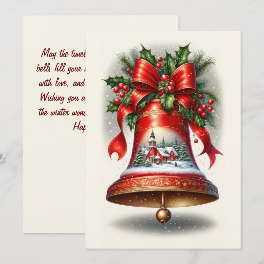 Yuletide Carol Bell Feiertagskarte (Vorne/Hinten)